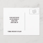 Modern Grijs Swirl Label Bewaar de datum fotokaart Aankondigingskaart (Achterkant)