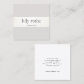 Modern grijs Taupe Stripe Professioneel Vierkant Vierkante Visitekaartje (Voorkant / Achterkant)