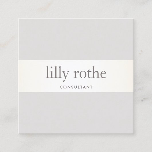 Modern grijs Taupe Stripe Professioneel Vierkant Vierkante Visitekaartje (Voorkant)