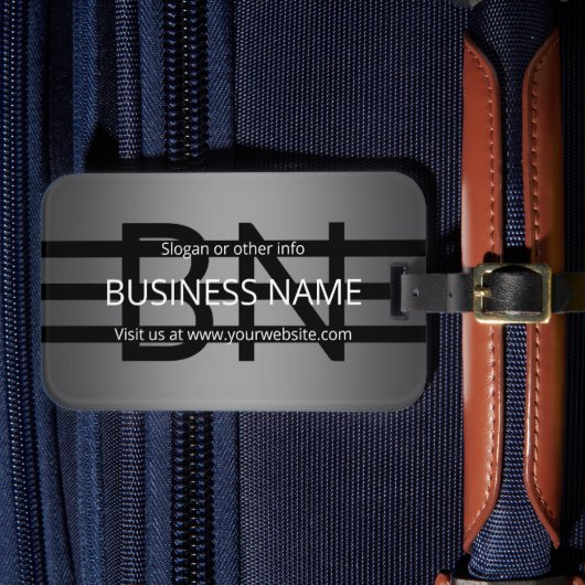 Modern grijs verloop en horizontale zwarte strepen bagagelabel (Voorkant Insitu 4)