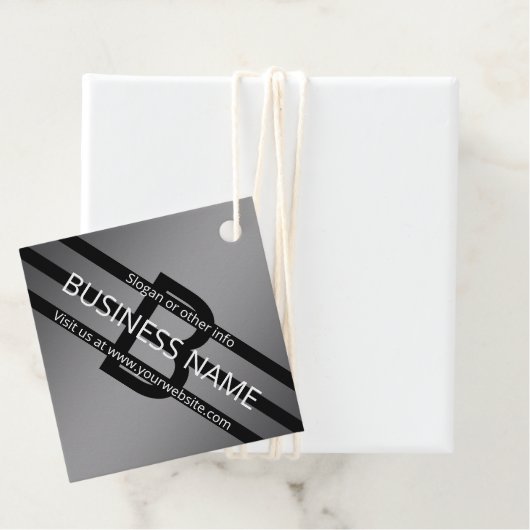 Modern grijs verloop en horizontale zwarte strepen bedankjes labels (In situ)