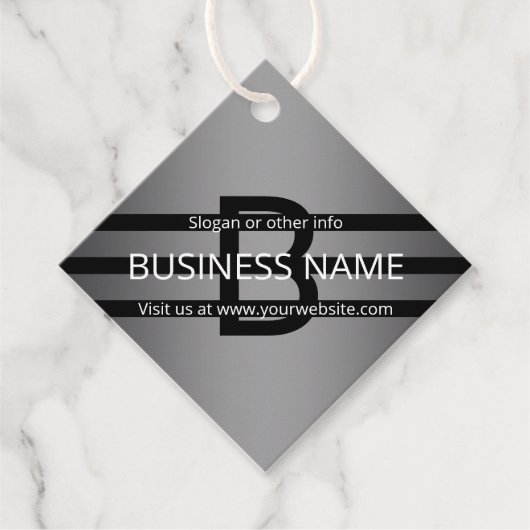 Modern grijs verloop en horizontale zwarte strepen bedankjes labels (Voorkant)