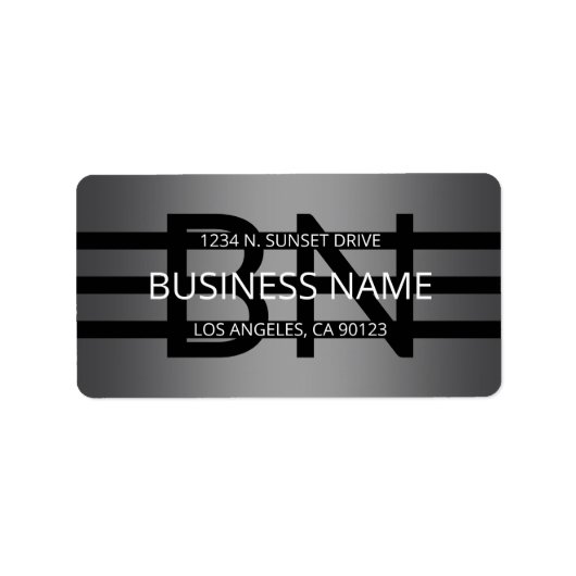 Modern grijs verloop en horizontale zwarte strepen etiket (Voorkant)