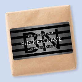 Modern grijs verloop en horizontale zwarte strepen etiket