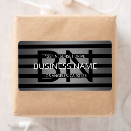 Modern grijs verloop en horizontale zwarte strepen etiket