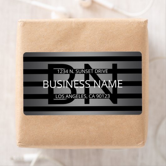 Modern grijs verloop en horizontale zwarte strepen etiket (Insitu)