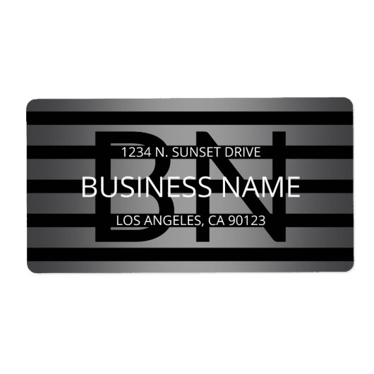 Modern grijs verloop en horizontale zwarte strepen etiket (Voorkant)