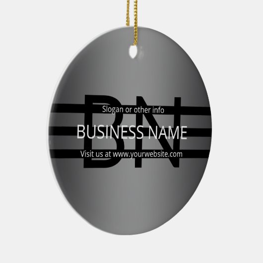 Modern grijs verloop en horizontale zwarte strepen keramisch ornament (Rechts)