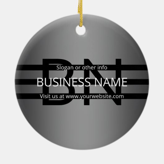 Modern grijs verloop en horizontale zwarte strepen keramisch ornament (Achterkant)