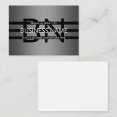 Modern grijs verloop en horizontale zwarte strepen notitiekaartje (Voorkant / Achterkant)