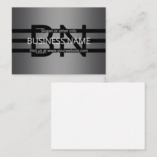 Modern grijs verloop en horizontale zwarte strepen notitiekaartje (Voorkant / Achterkant)