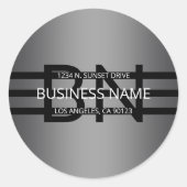 Modern grijs verloop en horizontale zwarte strepen ronde sticker (Voorkant)