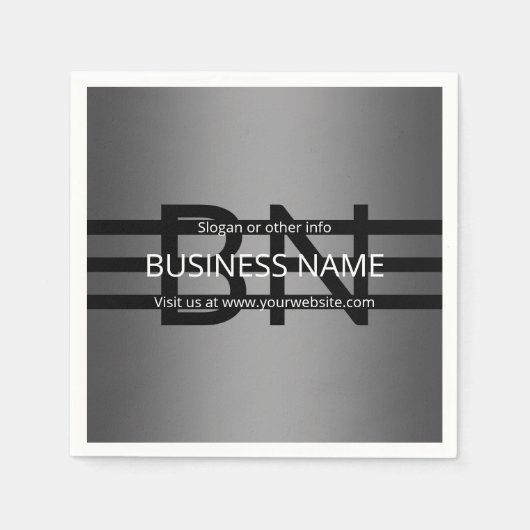 Modern grijs verloop en horizontale zwarte strepen servet (Voorkant)