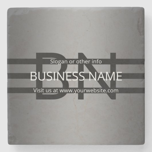 Modern grijs verloop en horizontale zwarte strepen stenen onderzetter (Voorkant)