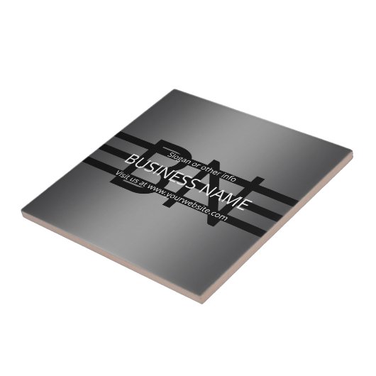 Modern grijs verloop en horizontale zwarte strepen tegeltje (Zijkant)