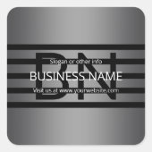 Modern grijs verloop en horizontale zwarte strepen vierkante sticker (Voorkant)