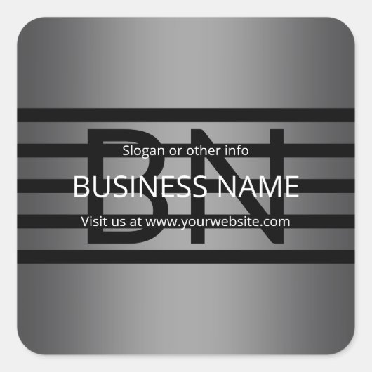 Modern grijs verloop en horizontale zwarte strepen vierkante sticker (Voorkant)