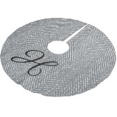 Modern grijs visgraat & zwart familie monogram kerstboom rok (Gekanteld)