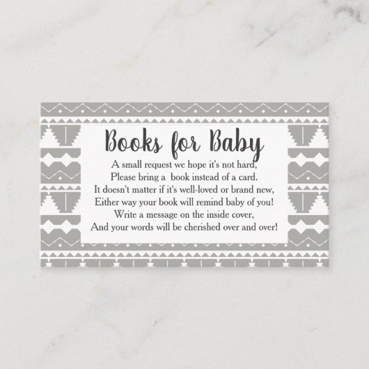 Modern Grijs & Wit Azteekse Llama Boek Aanvraag Informatiekaartje (Voorkant)