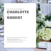 Modern grijs wit bruiloft kaart