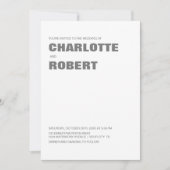 Modern grijs wit bruiloft kaart (Voorkant)