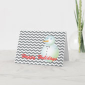 Modern grijs & wit chevron sneeuwpop kerst feestdagen kaart (Voorkant)