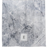 Modern grijs wit marmer steen patroon monogram douchegordijn (Voorkant)