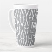 Modern grijs-wit patroon monogram latte mok (Linkerhoek)