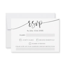 Modern grijs wit vet script elegante rsvp bruiloft
