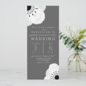 Modern grijs + witte anemoon bruiloft kaart (Staand voorkant)