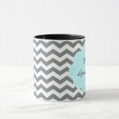 modern grijs, witte chevron beste oma mok (Midden)