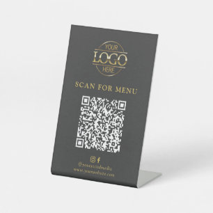 Modern Grijs Zakelijk Logo Contactloos QR Code Men Reclamebord Met Voetstuk