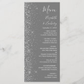 Modern Grijs Zilver Glitter Edge Bruiloft Menu (Voorkant)
