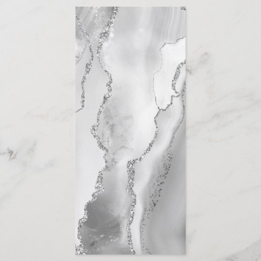 Modern grijs zilveren agaat bruiloft menu (Achterkant)