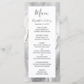 Modern grijs zilveren agaat bruiloft menu (Voorkant)