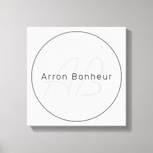 Modern Grijs & Zwart Coole Naam & Monogram Canvas Afdruk