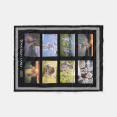 Modern grijs zwart familie foto collage monogramme fleece deken (Voorkant (Horizontaal))