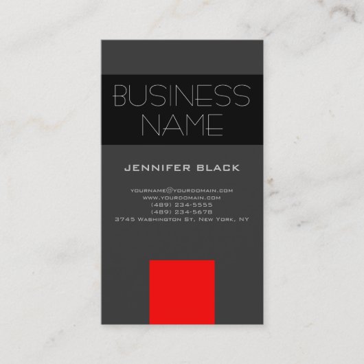 Modern grijs zwart rood consultant Visitekaartje (Voorkant)