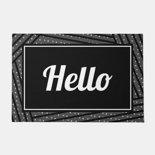 Modern grijs & zwart Stripe & driehoek Hallo scrip Deurmat (Voorkant)
