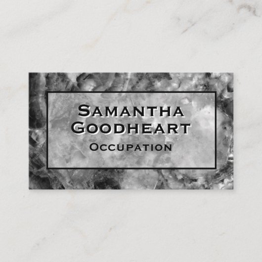 Modern grijs zwart wit graniet marmeren steen visitekaartje (Voorkant)