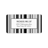 Modern grijs zwart wit strepen patroon adres etiket (Voorkant)