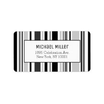 Modern grijs zwart wit strepen patroon adres