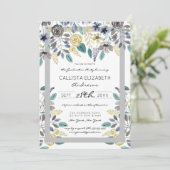 Modern Grijsgeel Bloemen Waterverf Afstuderen Kaart (Staand voorkant)