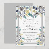 Modern Grijsgeel Bloemen Waterverf Afstuderen Kaart (Voorkant / Achterkant)