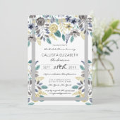 Modern Grijsgeel Bloemen Waterverf Vrijgezellenfee Kaart (Staand voorkant)