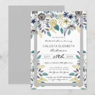 Modern Grijsgeel Bloemen Waterverf Vrijgezellenfee Kaart