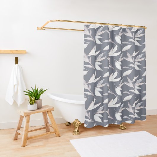 Modern Grijze Blad Botanisch Douchegordijn
