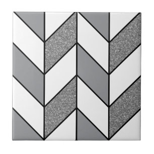 Modern Grijze Glitter HaringBone Chevron Patroon v Tegeltje