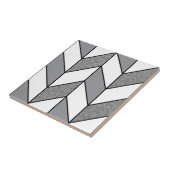 Modern Grijze Glitter HaringBone Chevron Patroon v Tegeltje (Zijkant)