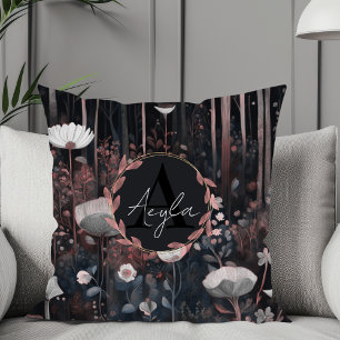 Modern grillig Elegant Wildflowers Monogram Kussen